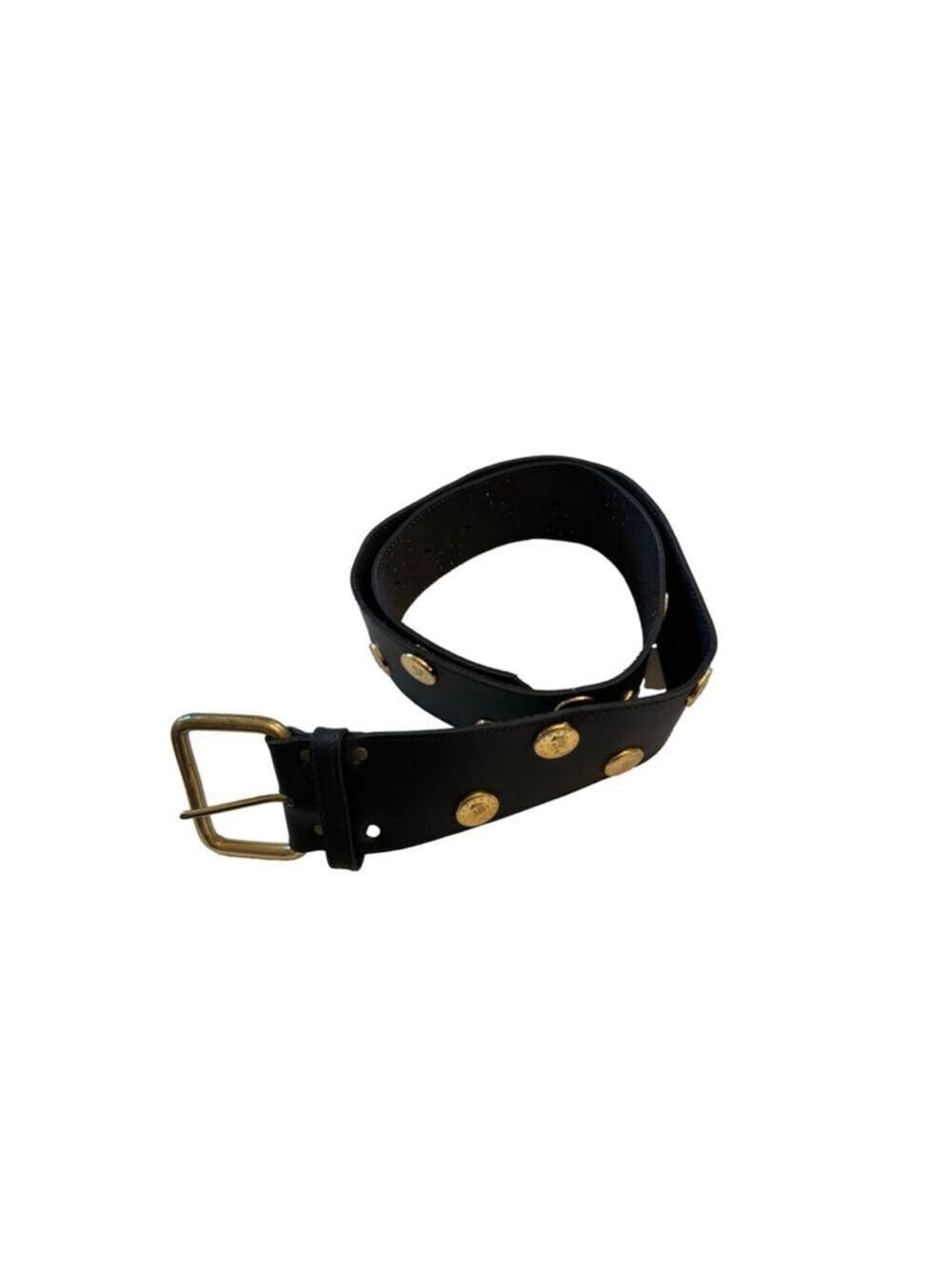 Women's RUZA Black Gold Studded Leather Belt One Size Vintage pre-Y2K